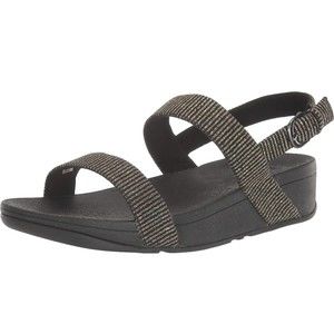 FitFlop Lottie Women's Sz 11 Glitter Stripe Back-Strap Comfort Sandals Black Mul